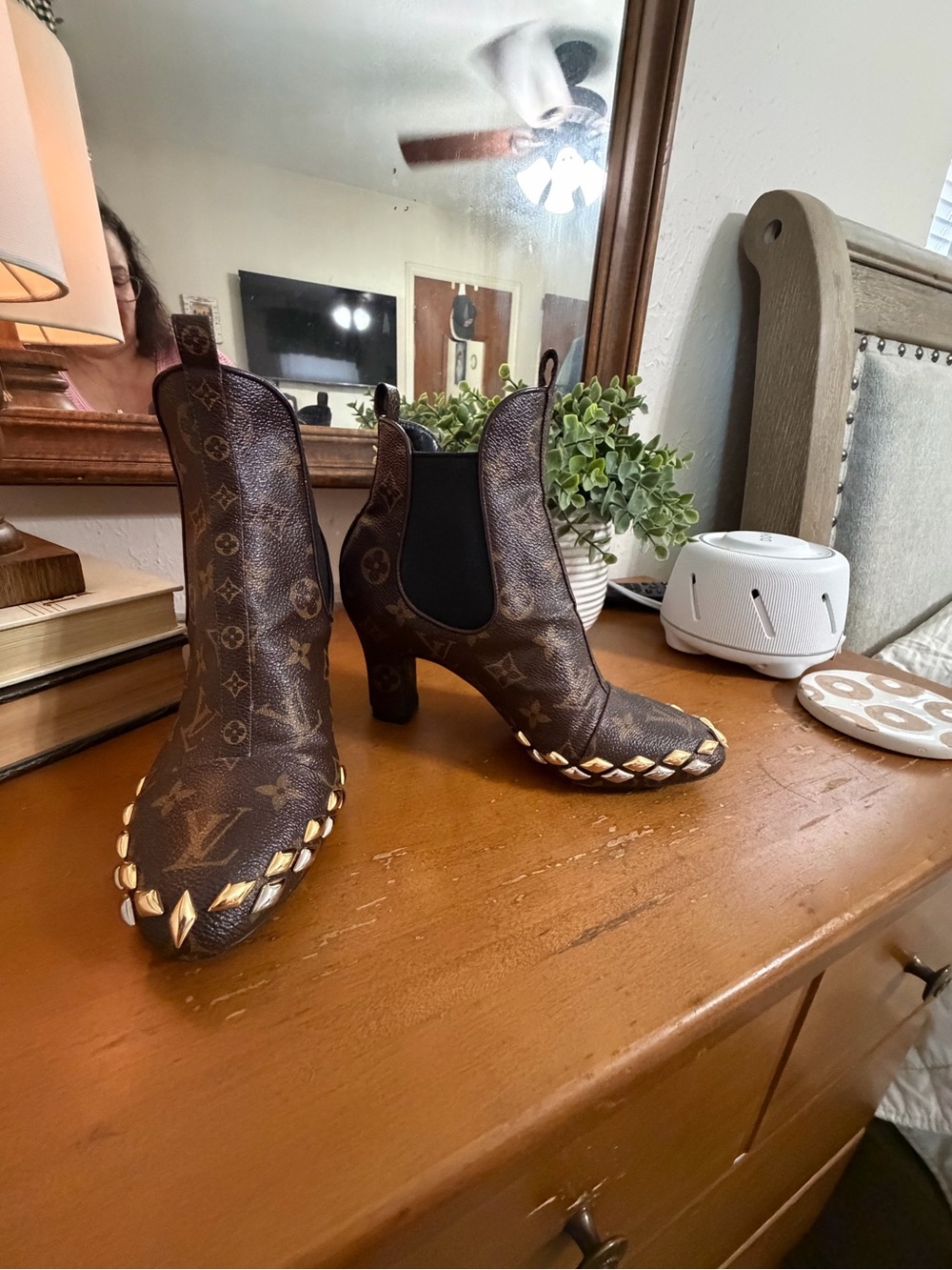 Louis Vuitton Brown Monogram Eldorado Ankle Heeled Boots